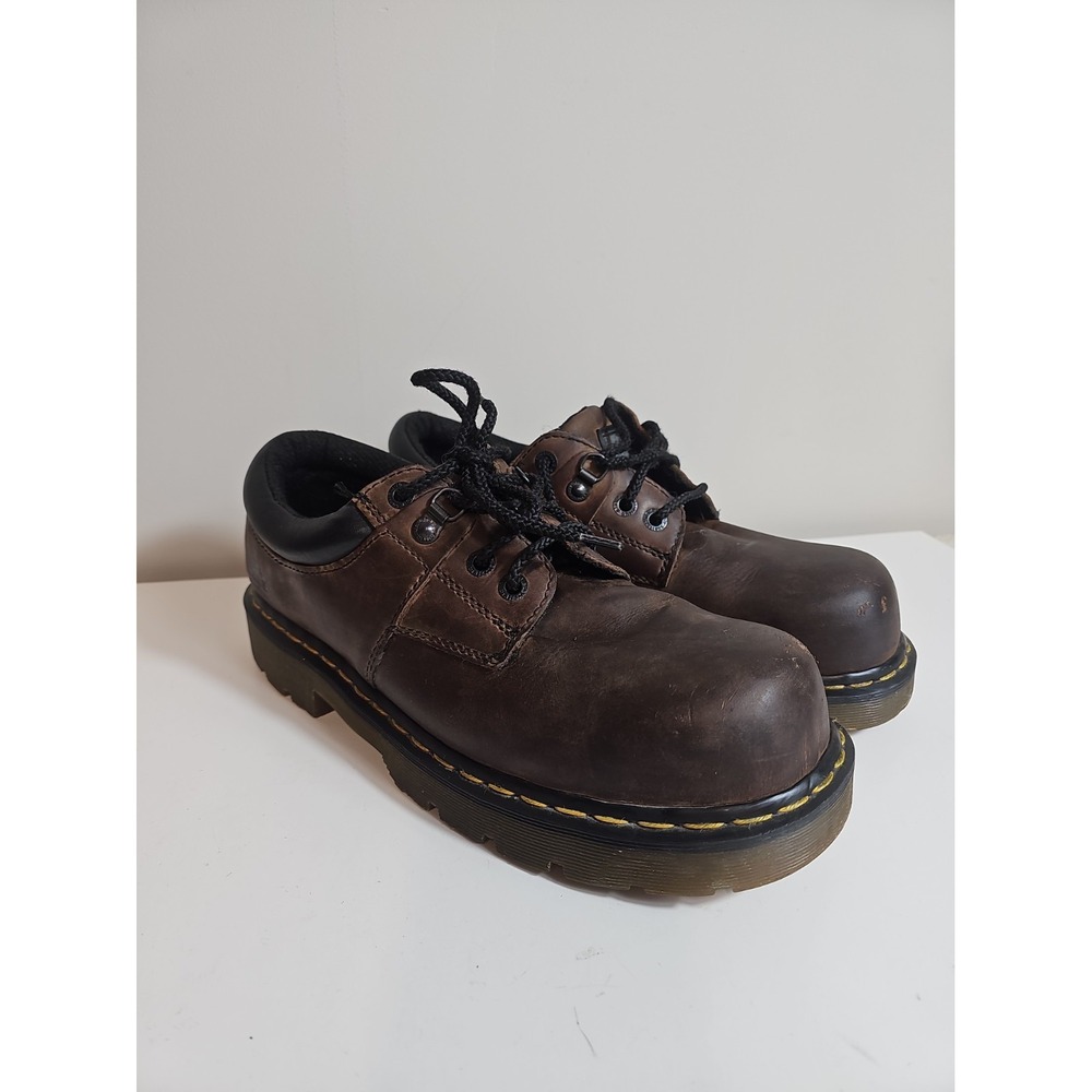 Dr Martens Industrial Steel Toe Safety Shoes Men UK 11 US 12 Brown Leather